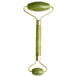 Juego de herramientas Green Roller y Gua Sha de Natural Jade Scraper masajeador con piedras para cara, cuello, espalda y línea de mandíbula - Product Image 1