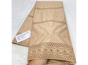 Tela de Encaje Africana de Alta Calidad, Tela de Encaje de Algodón Pulido Color Azul Cielo, 5 Yardas para Ropa Masculina Nigeriana - Product Image 5