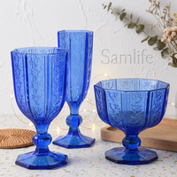 Samlife-24047 Vente en gros de sets de verres à vin vintage personnalisés en verre gaufré, ensemble de verres à vin de luxe colorés