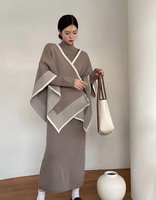 Nouvelle robe pull en deux pièces pour femme, design automne-hiver, robe en tricot à manches longues et cardigan