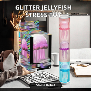 Creative Cartoon Needoh <b>Squishy</b> TPR Jellyfish Squeezable Toy Filled Glitter Powder Stress Relief Unisex Students 5 to 7 Years - Product Image 2