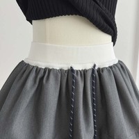 Jupe courte plissée taille haute en tulle gris avec dentelle, personnalisable, pour femme, avec cordon de serrage, style culotte, vente en gros