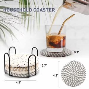 8PCS Cup <b>Coasters</b> for Drinks Absorbent Woven <b>Coaster</b> <b>Set</b> With Holder Farmhouse Cloth Fabric Cup <b>Coasters</b> for Coffee Tea - Product Image 5