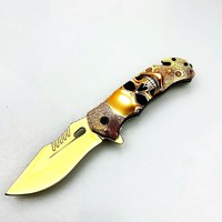 3D-geprint schedelvormig vouwmes met roestvrijstalen lemmet, compact, draagbaar snijgereedschap voor huishoudelijk gebruik, cadeau, OEM