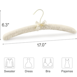<span class=keywords><strong>Cintre</strong></span> <span class=keywords><strong>en</strong></span> tissu doux mousse épaisse <span class=keywords><strong>soie</strong></span> ivoire rembourré Satin cintres pour robe - Product Image 6