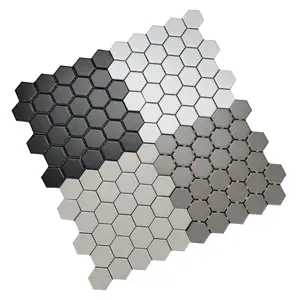 Japanese Style Nordic White Mosaic Black Hexagonal Mosaic Tile 300*300