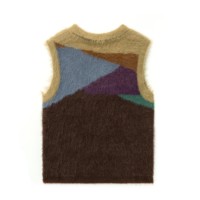 AiNear Vente en gros de logo personnalisé Oem & Odm sans manches col polo fermeture éclair pull gilet en laine mohair floue pour hommes