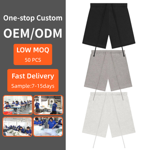 <span class=keywords><strong>Pantaloncini</strong></span> da <span class=keywords><strong>Uomo</strong></span> <span class=keywords><strong>in</strong></span> Cotone Pesante di Alta Qualità, Stile Minimalista Essenziale, <span class=keywords><strong>con</strong></span> Coulisse e Stampa Floccata di Lettere - Product Image 1