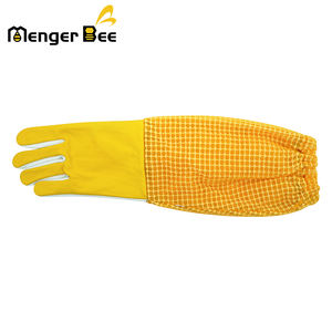Gants d'apiculture Menger Bee jaunes longs et ventilés, résistants à la chaleur et au froid, avec double couture et empiècements en cuir, flexibles et adaptés à la machine. - Product Image 5
