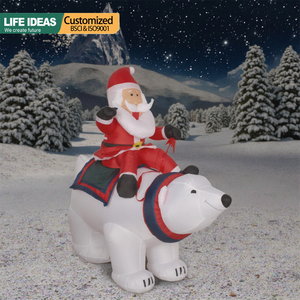 5FT <b>Outdoor</b> Indoor Decorations Blow <b>up</b> Christmas Inflatables Santa Clause Riding Bear with Led <b>Light</b> - Product Image 6