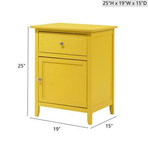 Vibrant Yellow Casual Nightstand With Drawer And Door Bedroom <b>Storage</b> Furniture - Product Image 6