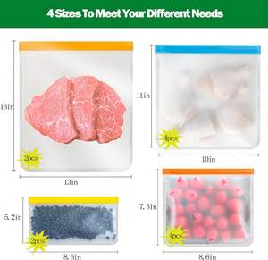 Huamaohengchun - Juego de 12 Bolsas Reutilizables para Almacenamiento de Alimentos, Clásicas, de PE, a Prueba de Fugas, Aptas para Congelador, Libres de BPA (4 Tamaños), para el Hogar y Camping - Product Image 6