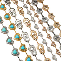 Ceinture à boucle réglable en alliage de zinc ajouré style vintage, finition dorée/argentée, avec fermoir mousqueton, vente en gros
