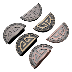 Chinese stijl halvemaanvormige zinklegering paar kastgrepen & vintage patroon deurgrepen voor keuken, kledingkast & voordeur - duurzaam - Product Image 1