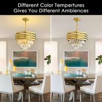 Luminaire suspendu moderne en cristal semi-transparent doré, LED de haute qualité à intensité variable, adapté aux chambres à coucher/salons