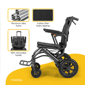 Silla de ruedas plegable de aleación de aluminio ultraligera de 9,8 kg con barra de tracción-Aprobado por avión-Directo de fábrica - Product Image 1