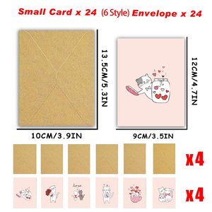 Cartes d'anniversaire personnalisées, petites cartes de la Saint-Valentin en vrac, cartes de vœux mignonnes sur le thème du <span class=keywords><strong>chat</strong></span> et du cœur pour la Saint-Valentin avec enveloppes - Product Image 4