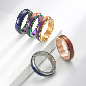 Dropshipping Products Wholesale Best Quality Fashion Jewelry Modern Metal <strong>Crafts</strong> Thermochromic Rotating Stainless Steel <strong>Rings</strong> - Product Image 1