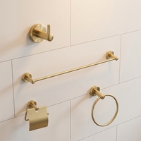 Ensemble de 4 accessoires de douche muraux en acier inoxydable doré, barre porte-serviettes classique, écologique, pour décoration de salle de bain d'hôtel, sanitaire