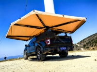 Toldo XL de 270 Grados con Doble Poste, LED Integrado, Impermeable, Patas Ajustables, Cobertizo Completo para Coche y Camping