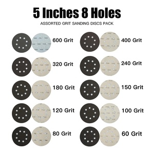 Cakram pengamplasan silikon hitam karbida 5 inci kertas pengamplasan bulat kait dan lingkaran kertas pengamplasan cakram - Product Image 2