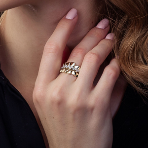 El mejor conjunto inusual nuevo anillo moderno 14K sólido rosa amarillo anillo de oro blanco con circonita cúbica del fabricante - Product Image 2