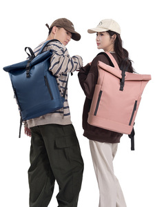 Large capacity unisex <b>roll</b>-<b>top</b> <b>backpack</b>, waterproof Oxford notebook <b>backpack</b> with durable polyester lining, suitable for leisure - Product Image 2
