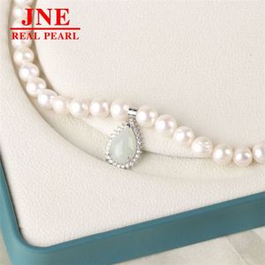 Natural Pearl Necklace White Round Beads Jade Water Drop Pearl Necklace Mother's Gift for <strong>Elders</strong> Mother's Day - Product Image 2