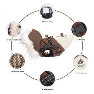 Hoodie d'hiver <span class=keywords><strong>pour</strong></span> <span class=keywords><strong>chien</strong></span> en polyester, protecteur, pliable, coupe-vent, rembourré - Product Image 6