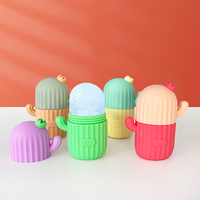 ARMADA Moule à glace et plateau à glaçons en silicone écologique en forme de cactus, anti-fuite, compatible lave-vaisselle, pour massage facile du visage et des yeux, 4 couleurs