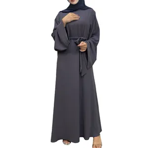 Abaya Dubai Kalkoen Effen Kleur Eenvoudige Bescheiden Kaftan Islamitische Kleding Abaya Moslim Jurken Voor Vrouwen