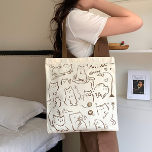 Sac fourre-tout en toile pour femme, nouvelle collection 2026, grande capacité, sac à main pour étudiants, sac de travail, sac de transport quotidien, fermeture éclair, porté épaule - Product Image 2