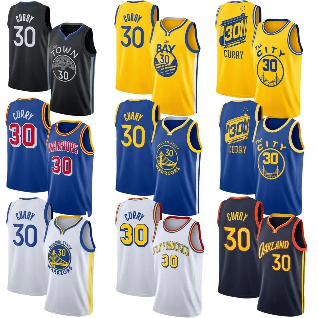 Hot sale Men's Golden State City Custom Logo Basketball Uniforms City Edition Jersey 75th Anniv 30 Stephen Curry Jersey