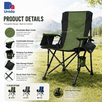 Chaise de camping pliable robuste avec dossier en maille respirante, porte-gobelet et poche latérale pour une utilisation en extérieur