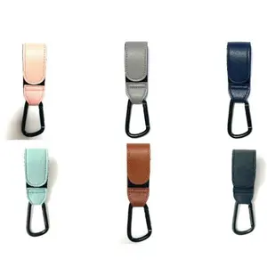 Fast Shipping PU Leather Baby Stroller Hooks Clip Portable Hanging Diaper Bag Stroller Hook With Stick For Baby Car