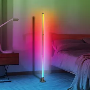 Lampada da terra moderna con luce RGB che cambia colore verticale multicolore Smart Wifi Alexa Tuya lampada ad angolo con decorazione a Led in piedi