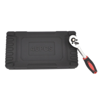 Ensemble d'outils à cliquet 46 pièces - Kit de clés à molette durables pour la réparation automobile avec boîte de rangement pour mécaniciens, coffret de douilles de couleur rouge