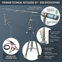 Kit de broche rotative durable avec trépied portable en acier inoxydable pour barbecue, vente en gros d'usine OEM/ODM