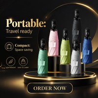 Contrôle entièrement automatique Parapluie 5 plis pour les femmes Voyage Soleil et pluie Mini parapluie pliant à double usage
