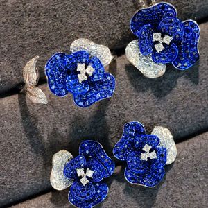 Ensemble de bijoux Xinfly de luxe en or 18 carats, design élégant de fée bleue avec saphir et diamant, extrêmement accrocheur pour les soirées - Product Image 1