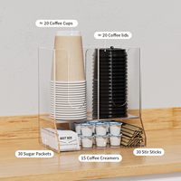 Boîte de rangement pour comptoir à café en acrylique avec porte-gobelets et porte-couvercles intégrés, pratique pour le bureau, la salle de séjour et la cuisine à domicile