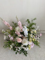 Dekorasi Pernikahan Musim Semi Musim Panas H543Elegant Monet 60cm, Rangkaian Bunga Buatan Pink untuk Lorong, Dekorasi Acara Ramah Lingkungan
