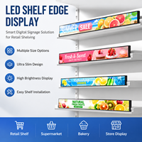 Écran LED publicitaire étiré P1.875 P2 60cm/90cm/120cm pour bord de rayonnage, affichage numérique pour supermarchés et magasins