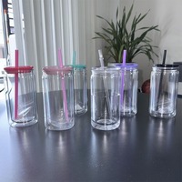Gobelet en plastique acrylique pré-percé de 16 oz avec couvercle coloré pour les enveloppements en vinyle et UV DTF, couleurs assorties