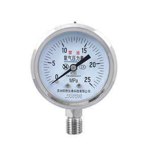 Manomètre d'oxygène sans huile Suzhou Xiansheng YO60BF 25MPa en acier inoxydable, connexion filetée analogique - Product Image 1