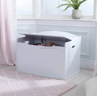 Caja de Juguetes Clásica de Madera Blanca MDF para Niños, Diseño de Seguridad con Tapa Abatible, Gran Capacidad, Mueble para Dormitorio y Sala de Estar
