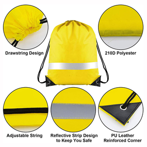 <span class=keywords><strong>Sac</strong></span> en nylon avec cordon <span class=keywords><strong>de</strong></span> dessin personnalisé <span class=keywords><strong>Sac</strong></span> à <span class=keywords><strong>dos</strong></span> à cordon réfléchissant en polyester à emporter portable multicolore en tissu à emporter - Product Image 5