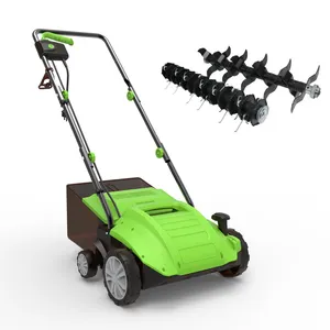 Werkspreis elektrischer Rasenfräser 2-in-1 Gartenschirrmaschine manueller Druck Rasenfräser Belüfter mit Sammelbeutel