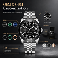 Montres mécaniques pour hommes, personnalisées, étanches, lumineuses, avec bracelet en acier inoxydable, vente en gros, cadeau