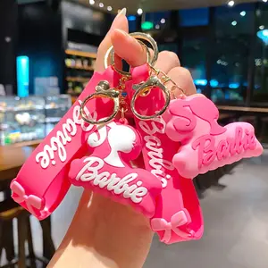 2024 film rose rose princesse porte-clés sac pendentif 3D PVC porte-clés mode fille Barbiee porte-clés